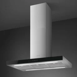 KBTI9L4VN fritthengende ventilator 90 cm, rustfritt stål/glas