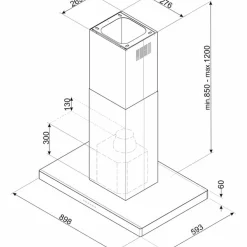 KBTI9L4VN fritthengende ventilator 90 cm, rustfritt stål/glas