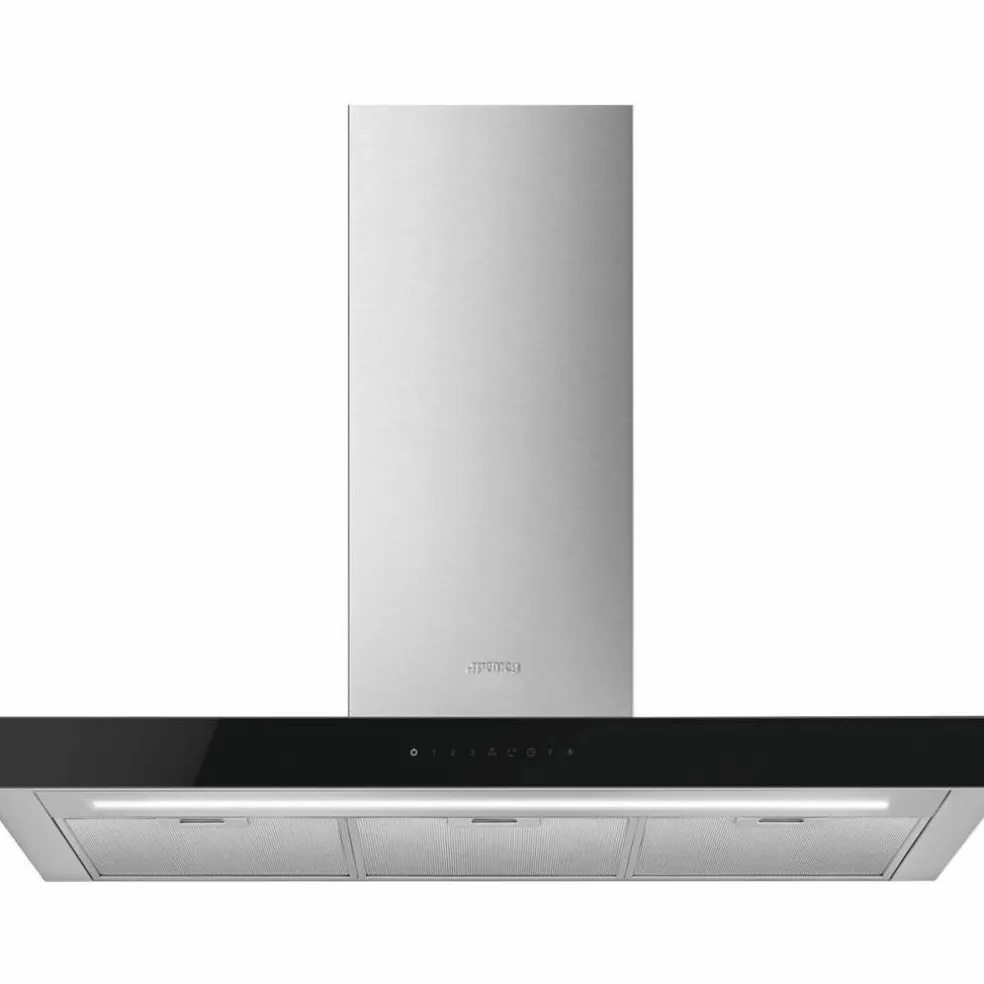 KBT9L4VN veggmontert ventilator 90 cm, rustfritt stål/glas