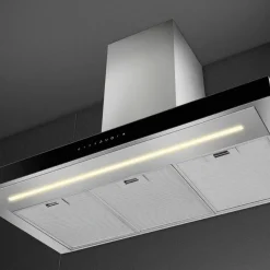 KBT9L4VN veggmontert ventilator 90 cm, rustfritt stål/glas