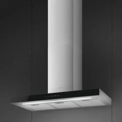 KBT9L4VN veggmontert ventilator 90 cm, rustfritt stål/glas