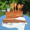 Kjøkkenredskaper med holder, 5 deler, teak