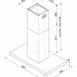 KLTI9L4MB fritthengende ventilator 90 cm, matt svart