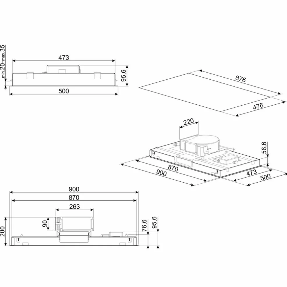 KLT9L4X integrert takvifte 90 cm, rustfritt stål