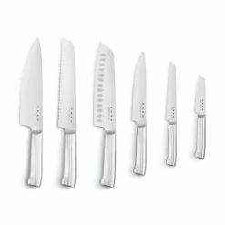 Knivblokk med 6 kniver, hvit