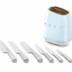 Knivblokk med kniver 6 stk, blå