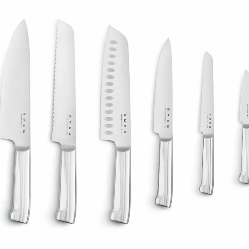 Knivblokk med kniver 6 stk, creme