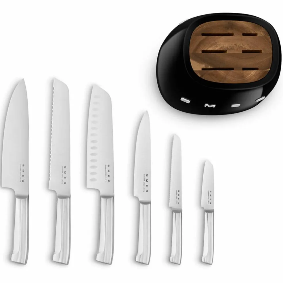 Knivblokk med kniver 6 stk, svart