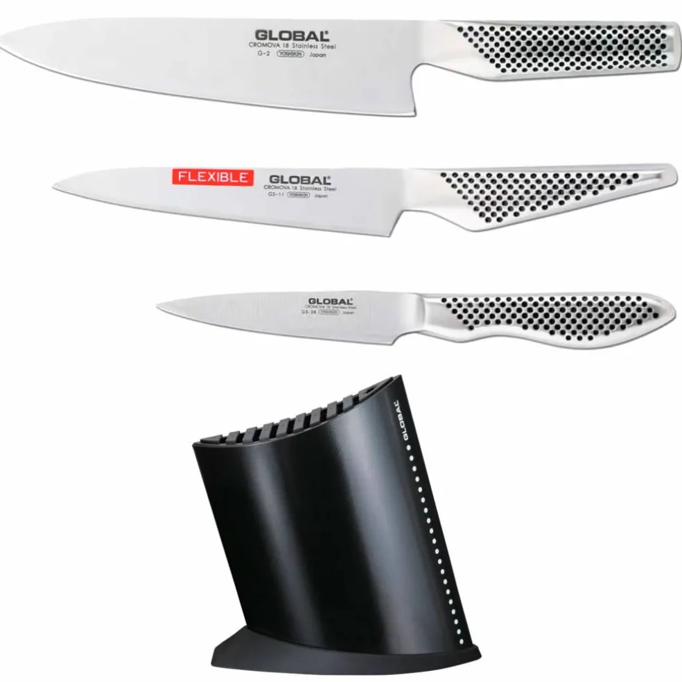 Knivsett 3 deler + knivblokk