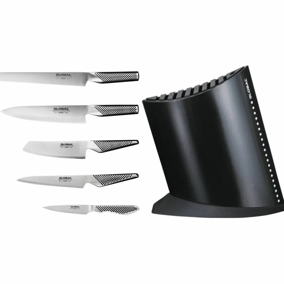 Knivsett med knivblok Svart
