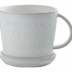 Kopp m fat, d8/10 h8,5cm, hvit/prikker