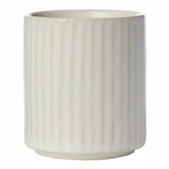 Krus uten hank, riflet 8 cm, naturhvit