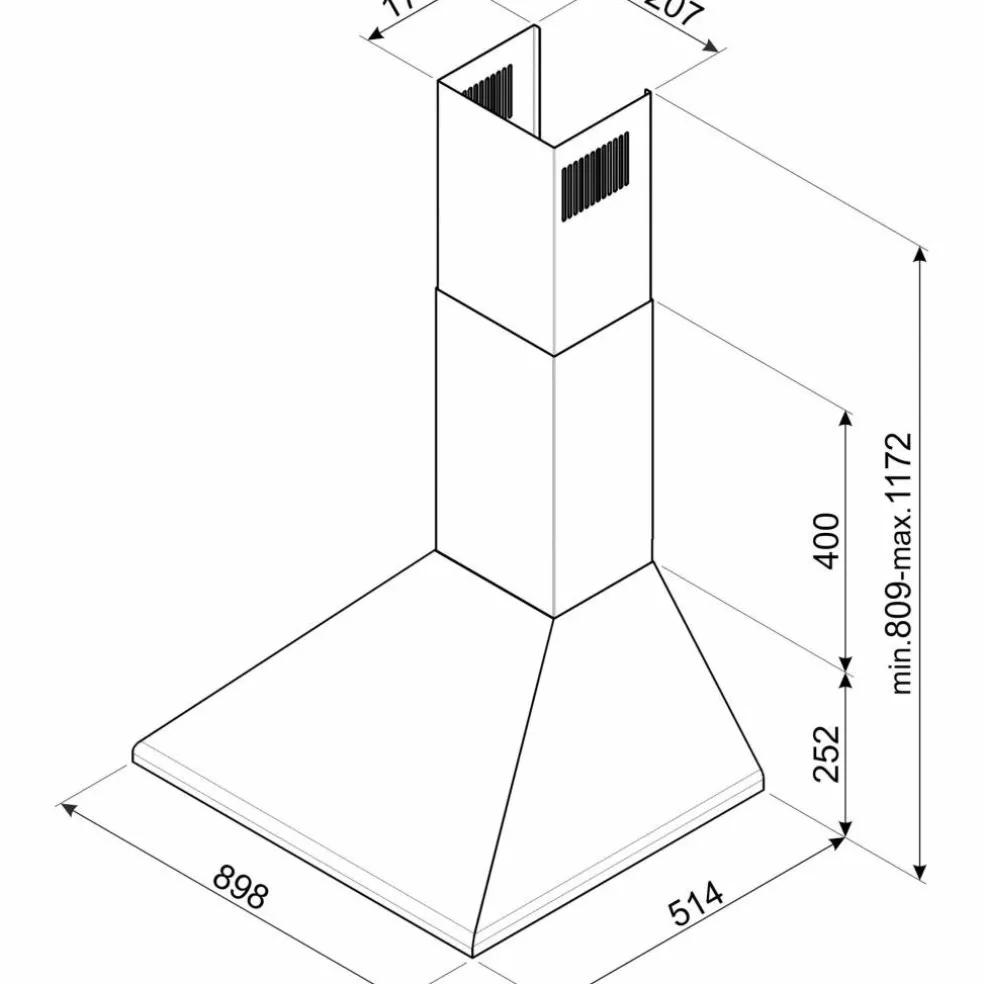 KSED95NEE Veggmontert Ventilhette 90 cm, Svart