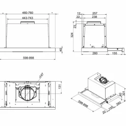 KSET900XE Integrert Ventilator 90 cm, Rustfritt Stål