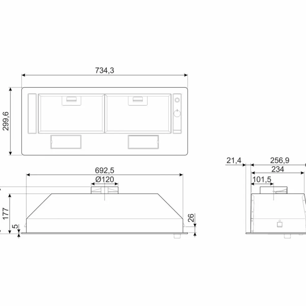 KSG70HE Integrert Ventilator 70 cm