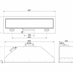 KSG9P4X integrert ventilator 90 cm, rustfritt stål