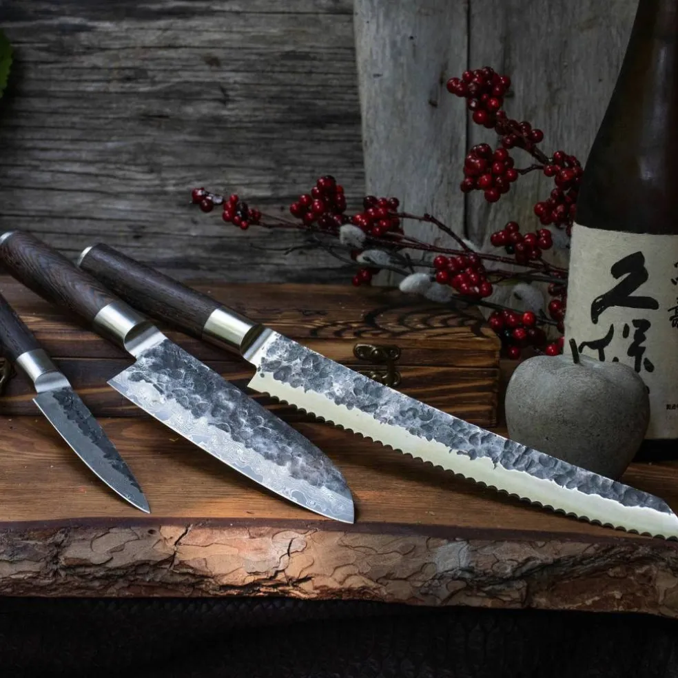 Kuro knivsett 3 deler (brødkniv, petty, santoku)