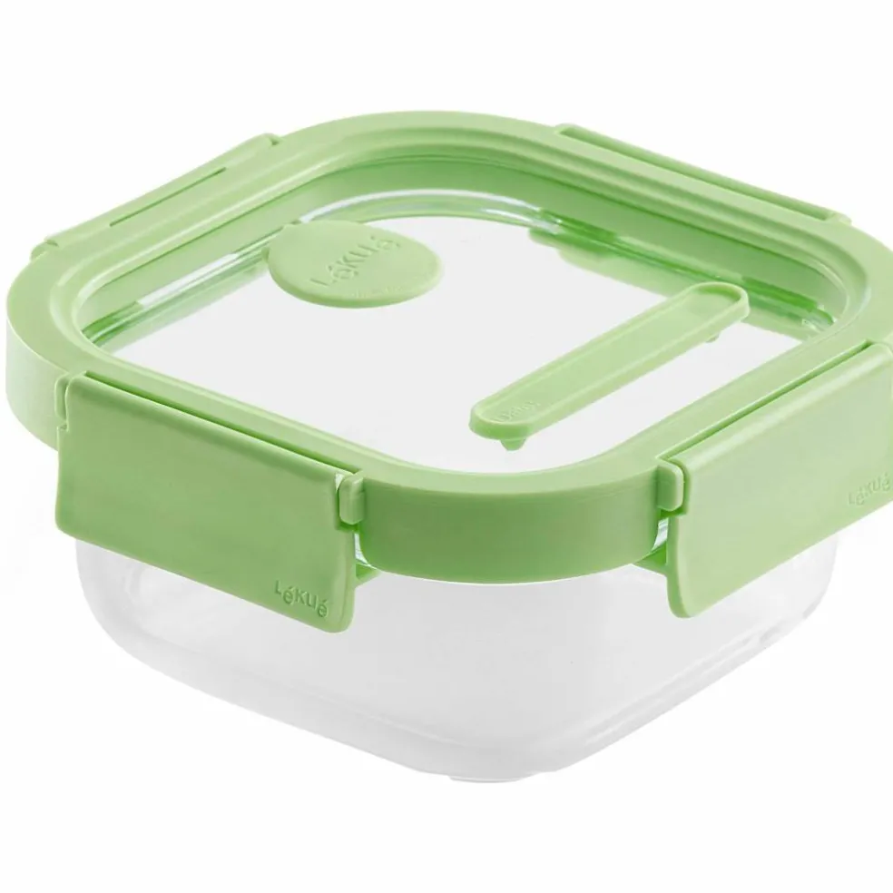 Kvadratisk matboks 1100 ml, glass/grønn