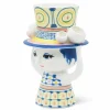 Lady with hat vase 20.5 cm, blå