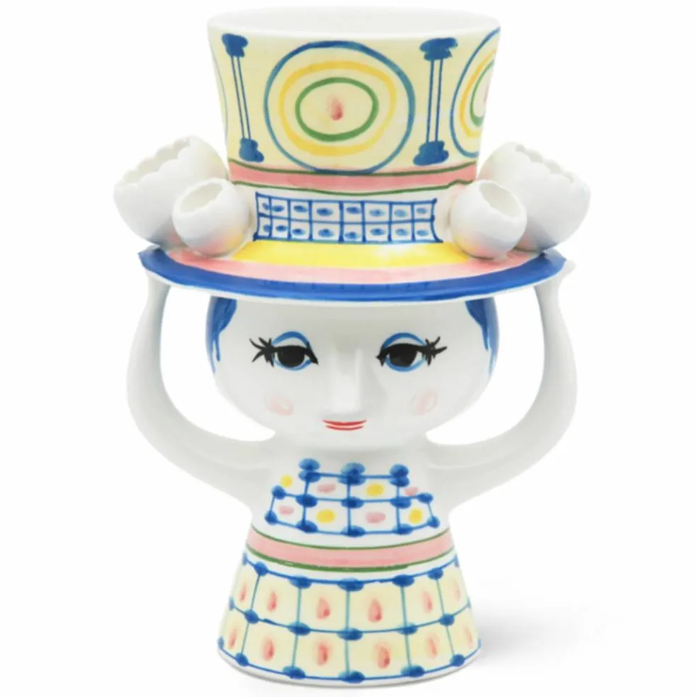 Lady with hat vase 20.5 cm, blå