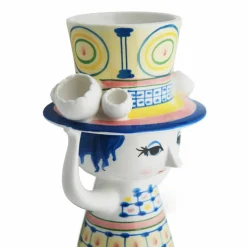 Lady with hat vase 20.5 cm, blå