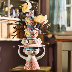 Lady with hat vase 50 cm, rosa