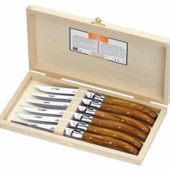 Laguiole kniver, 6 stk, oliventre