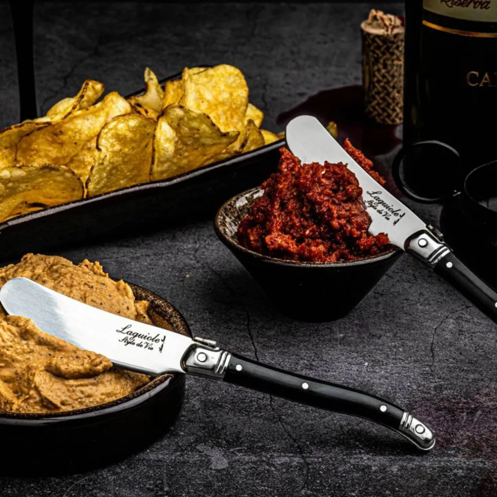 Laguiole Smørkniv 4-pakning, svart