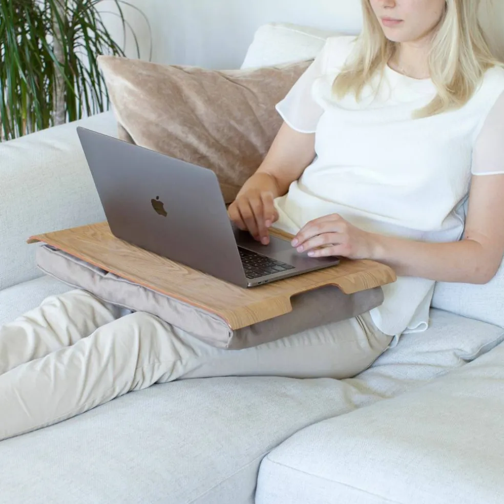 Laptray knebrett, natur/sand