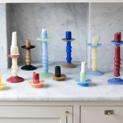 Lara M lysestake, beige/blå