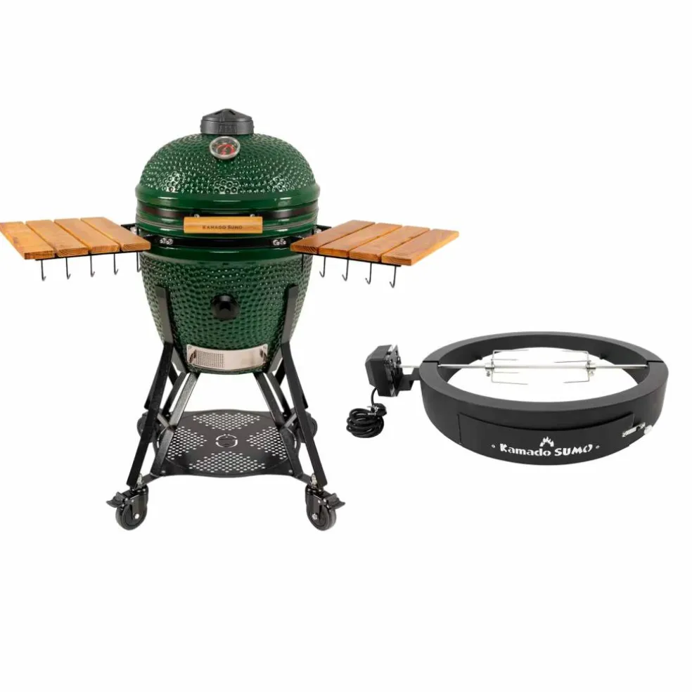 Large Gen 2 kamadogrill med Grillmesterens rotisseri, svart