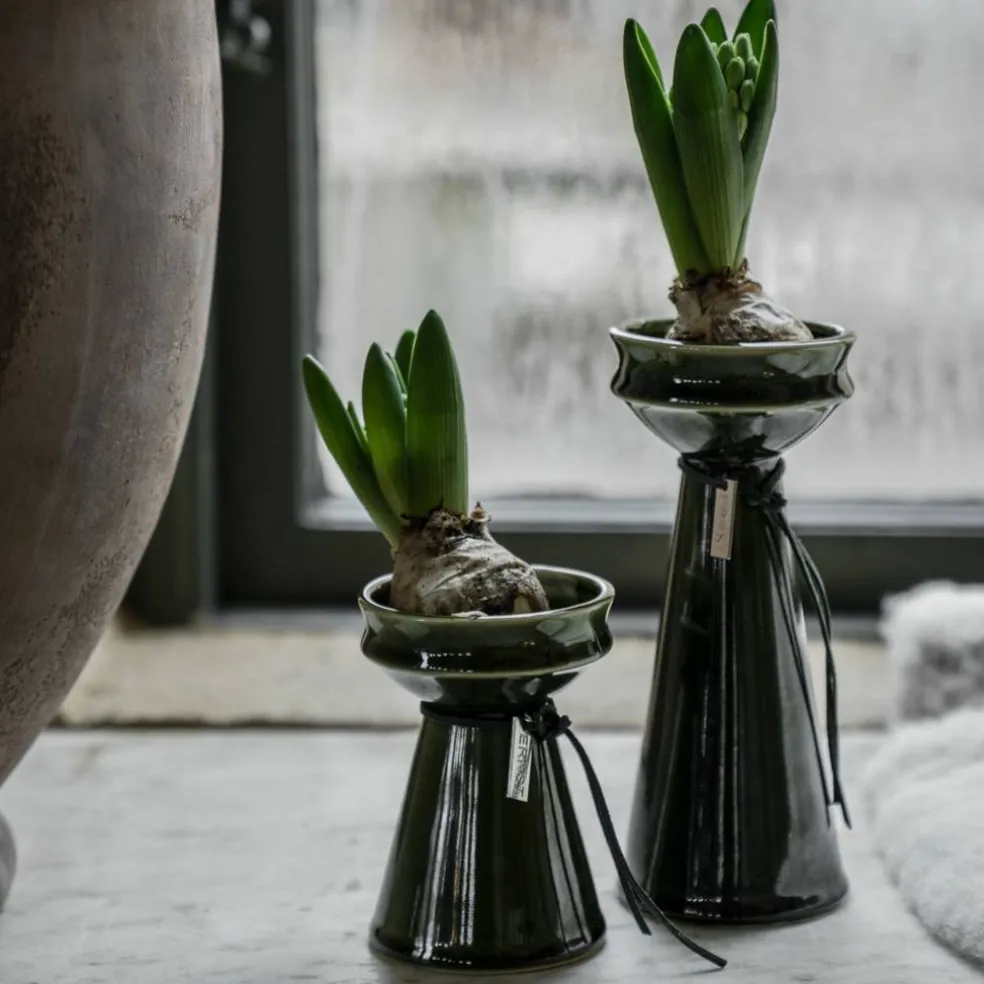 Løkvase 16 cm, mørkegrønn
