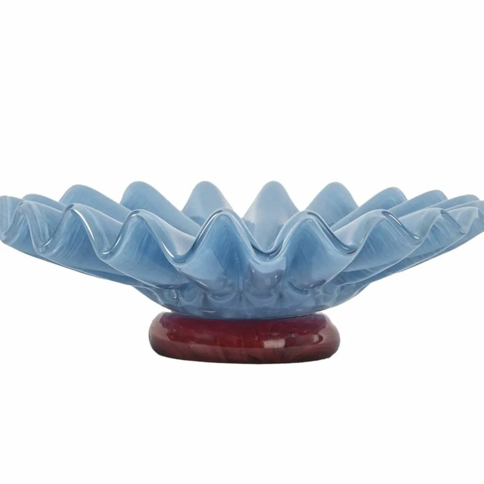 Lori skål 38 cm, lyseblå/vinrød