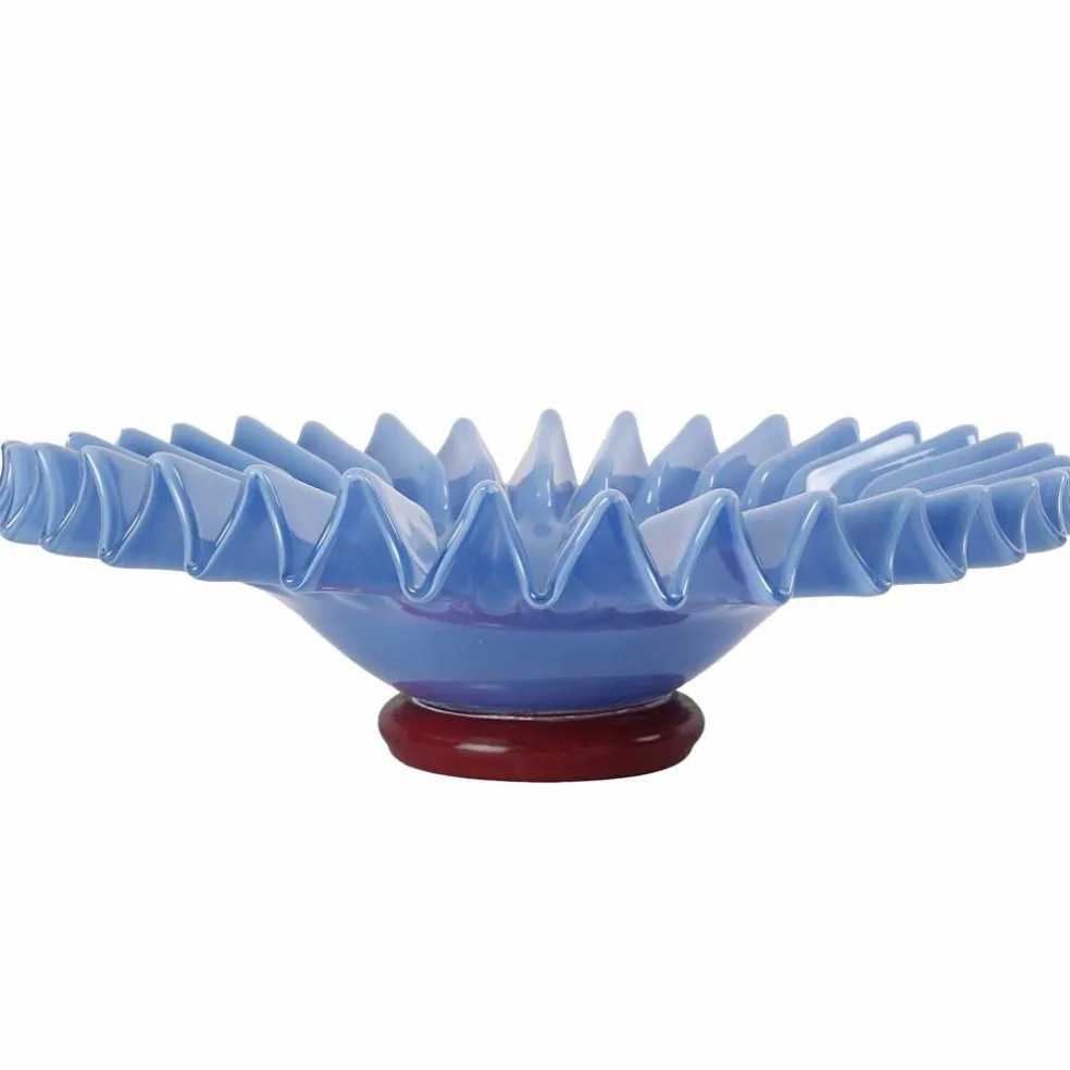 Lori skål 38 cm, lyseblå/vinrød
