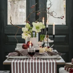 Løper bred stripe 45x250 cm, rød/hvit