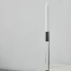 Lumiere lysestake 26,5 cm 2-pakning, sølv/glass
