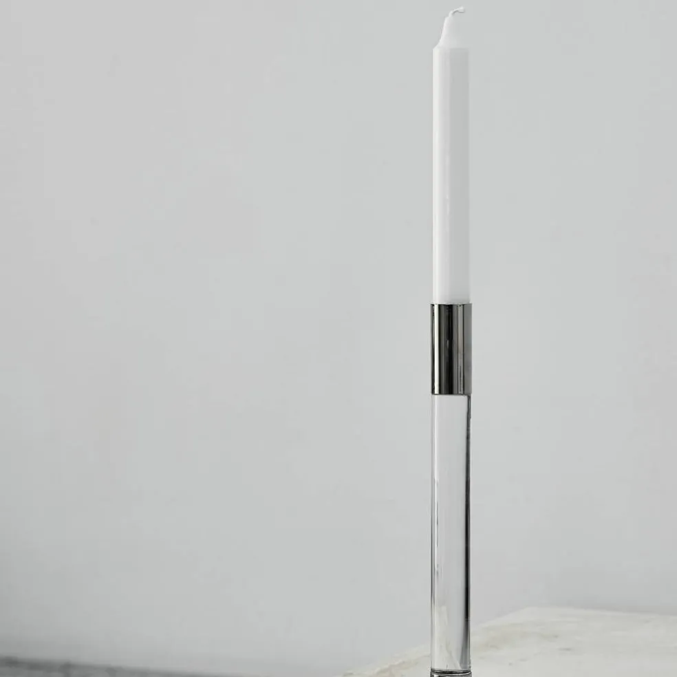 Lumiere lysestake 26,5 cm 2-pakning, sølv/glass