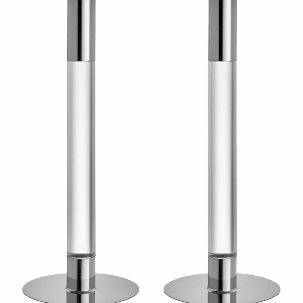 Lumiere lysestake 26,5 cm 2-pakning, sølv/glass