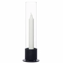 Lysestake med glassylinder, gråbrun