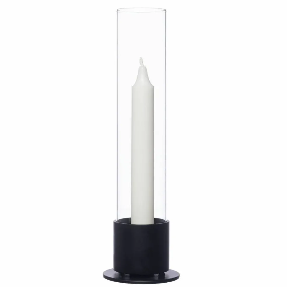 Lysestake med glassylinder, gråbrun