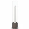 Lysestake med glassylinder, naturhvit