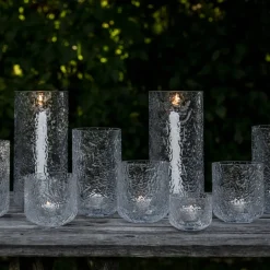 Lyslykt 9 cm, mønstret glass