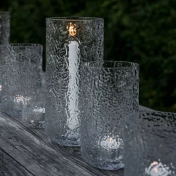 Lyslykt 9 cm, mønstret glass
