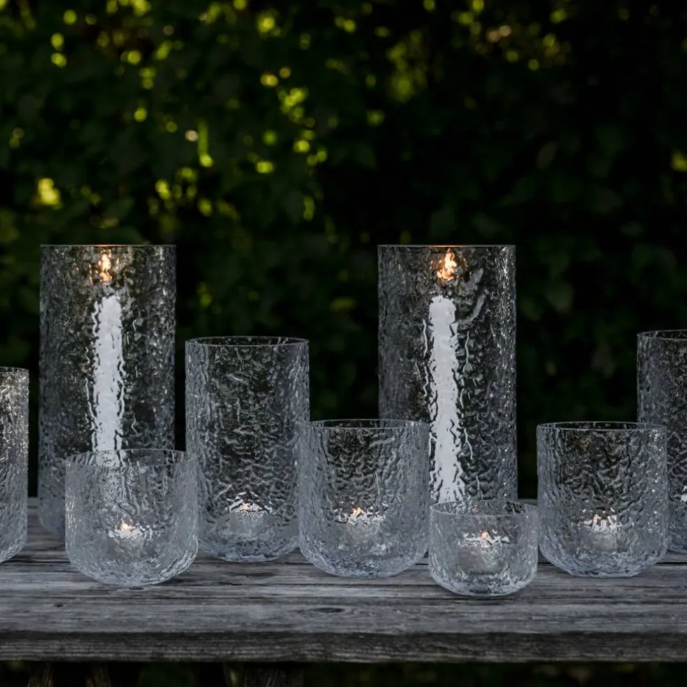 Lyslykt 6 cm, mønstret glass