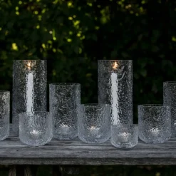 Lyslykt 6 cm, mønstret glass