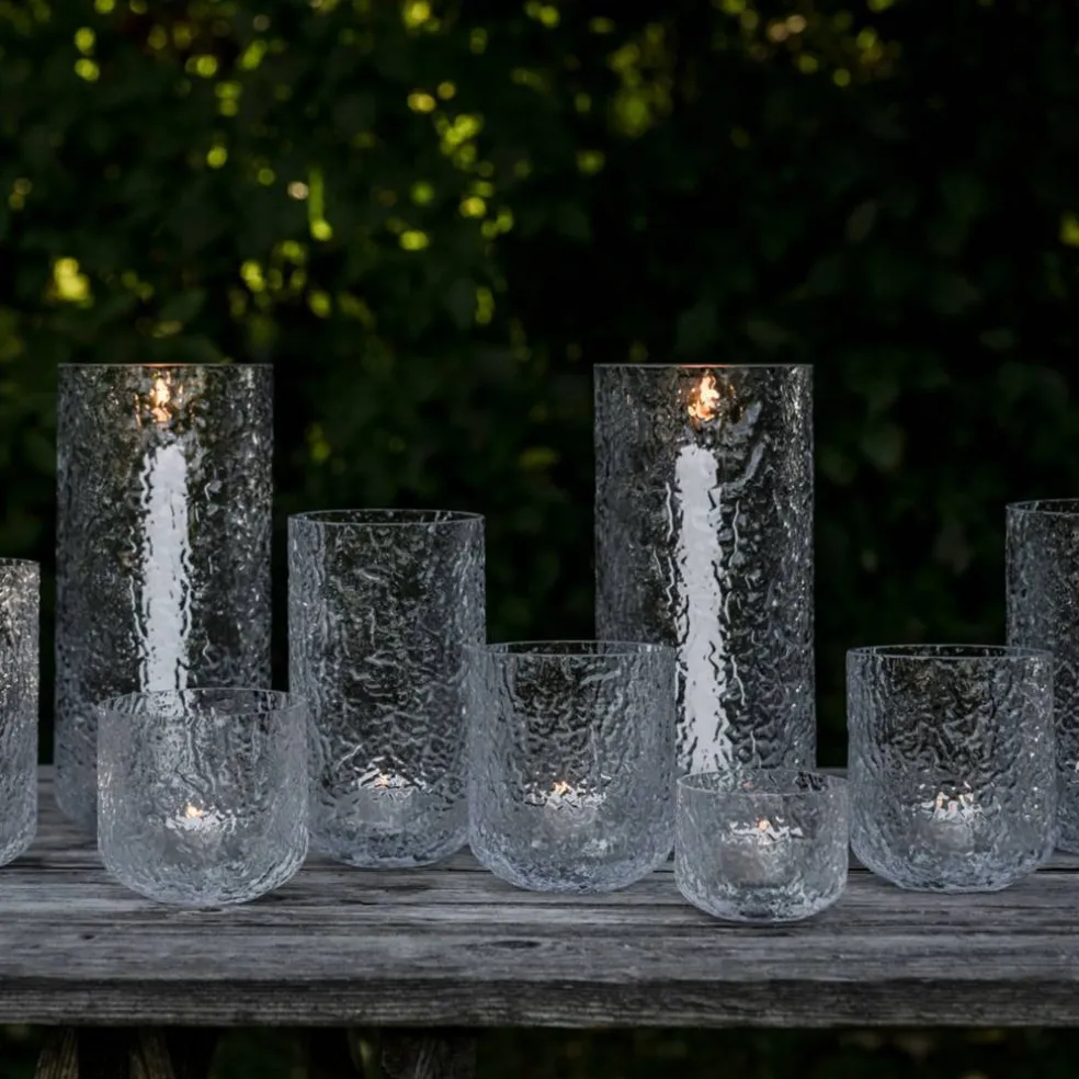 Lyslykt 6 cm, mønstret glass