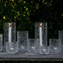 Lyslykt 25 cm, mønstret glass