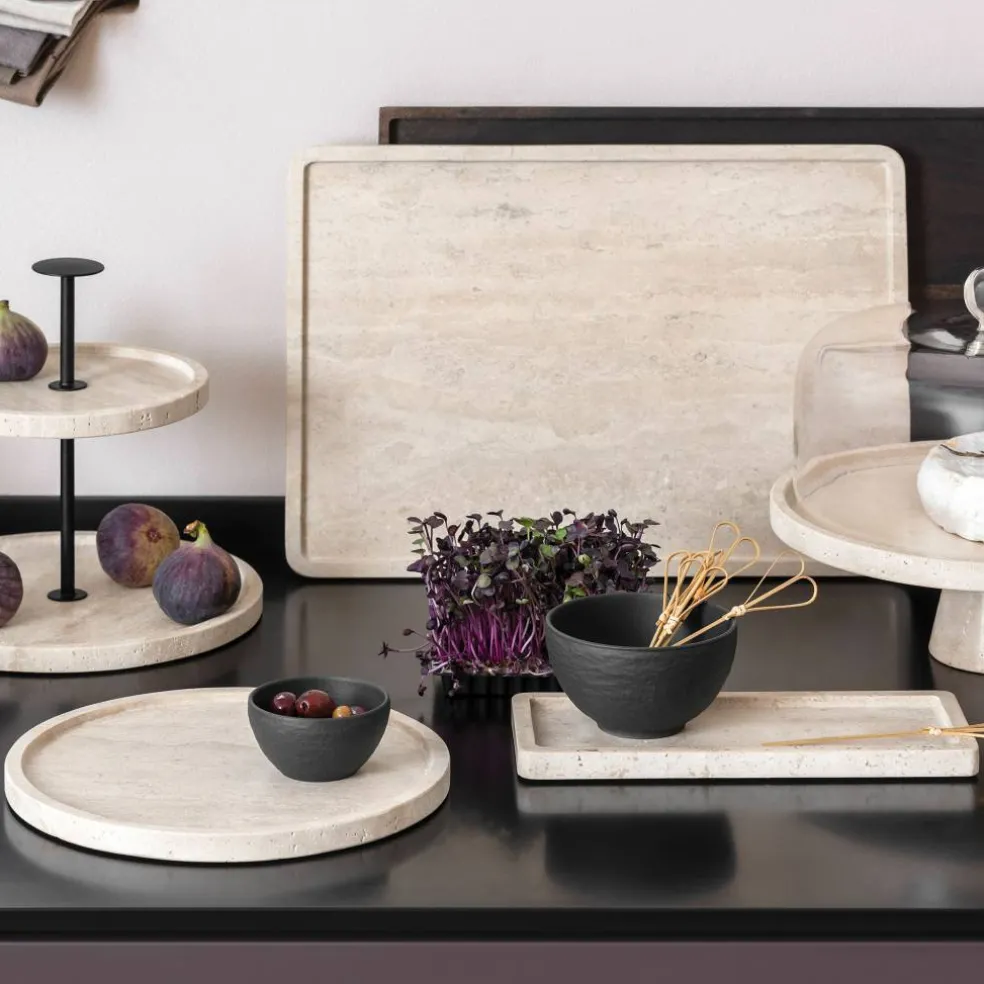 Manufacture Travertine rundt serveringsfat 24,5 cm