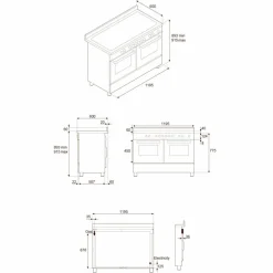 MAS125I2EXT2 Master induksjonskomfyr 120 cm med 5 soner, stekebord og 2 ovner, rustfritt stål