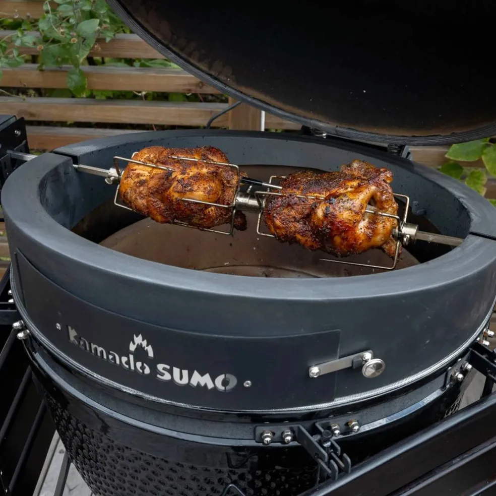 Maxi kullgrill, grønn + grillmesterens rotisserie og pizzaovn